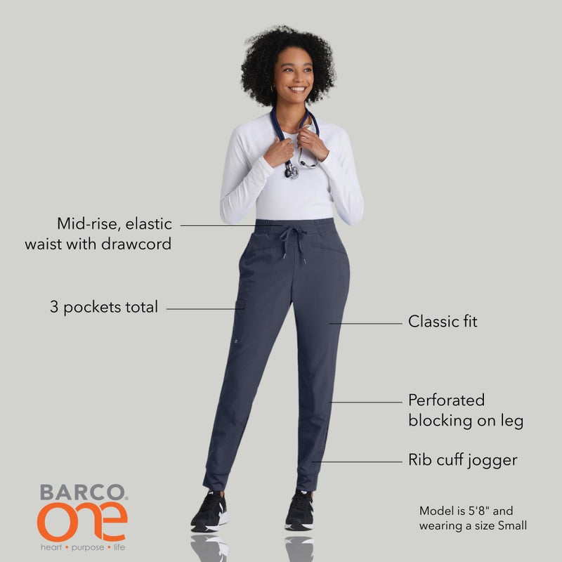 BARCO One Boost Classic Fit Scrub Jogger for Women â€“ Steel, 3-Pocket Mid-Rise Pants w/ 360 Spandex Stretch, Moisture Wicking, Anti-Static and Quick-Shed â€“ Small, Tall Fit - Image 4